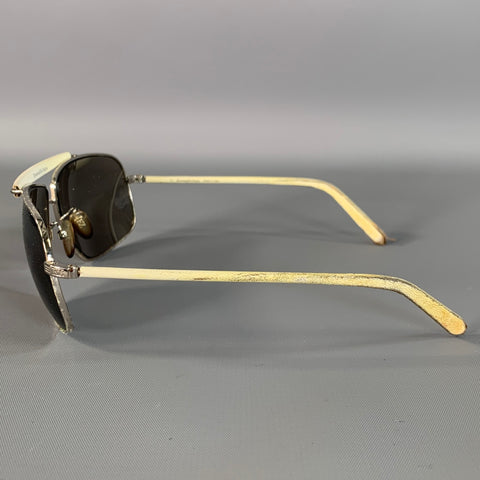 ERMENEGILDO ZEGNA Cream Silver Sunglasses