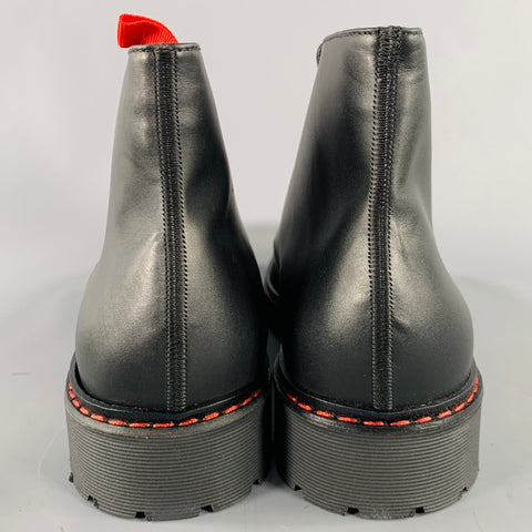424 ON FAIRFAX Size 11 Black Contrast Stitch Leather Lace-Up Boots