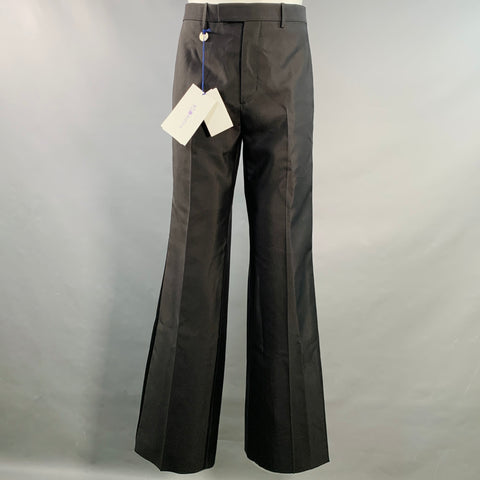 BURBERRY Size 38 Black Wool Silk Double Breasted Tuxedo
