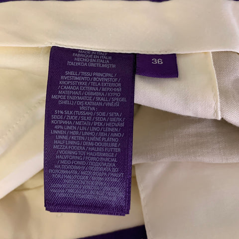 RALPH LAUREN Size 36 Cream Silk Linen Relaxed Fit Dress Pants