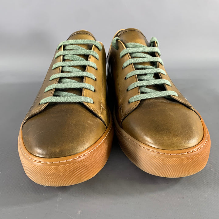 KLEIN EPSTEIN & PARKER Size 11 Green Olive Shimmery Patent Leather Sneakers