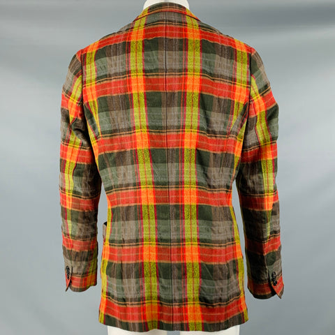 PAUL SMITH Size M Multi Color Plaid Cotton Wool Notch Lapel Sport Coat