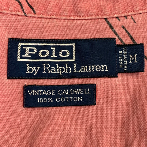 POLO by RALPH LAUREN Size M Pink Grey Tropical Cotton Short Sleeve Shirt