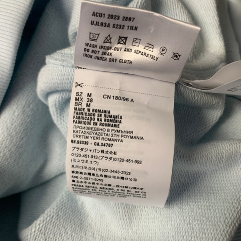 PRADA Size M Light Blue Cotton Hooded Sweatshirt