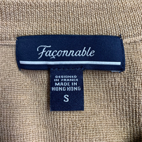 FACONNABLE Size S Camel Merino Wool Crew Neck Pullover