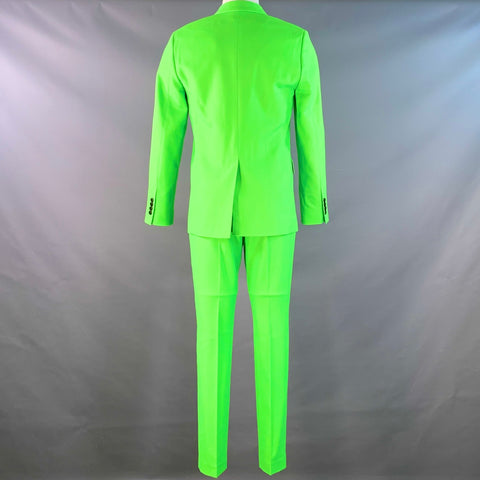 AMI by ALEXANDRE MATTIUSSI Size 36 Neon Green Wool Blend Twill Notch Lapel Suit