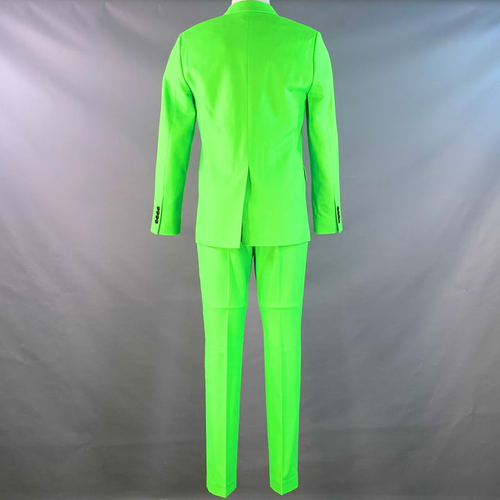 AMI by ALEXANDRE MATTIUSSI Size 36 Neon Green Wool Blend Twill Notch Lapel Suit