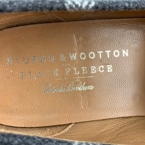 STUBBS & WOOTTON Size 10 Grey Silver & Gold Wool Slip On Loafers