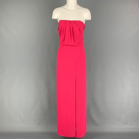 HALSTON HERITAGE Talla 0 Vestido sin tirantes de poliéster rosa