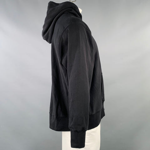 LES TIEN Size XXL Black Cotton Hooded Sweatshirt