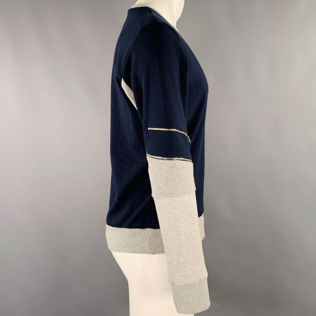 TIM COPPENS Size M Navy Grey Mixed Fabrics Acrylic Blend Sweatshirt