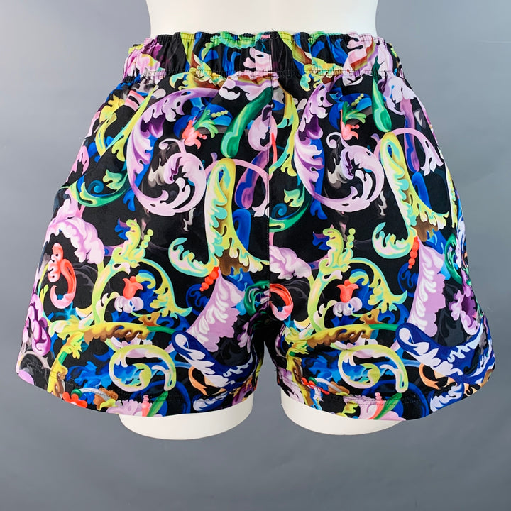 VERSACE Size 32 Multi Color Polyester Baroque Drawstring Shorts
