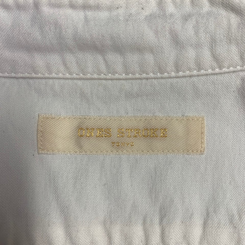 ONES STROKE Size XL White Cotton Sports Jersey Snaps Long Sleeve Shirt