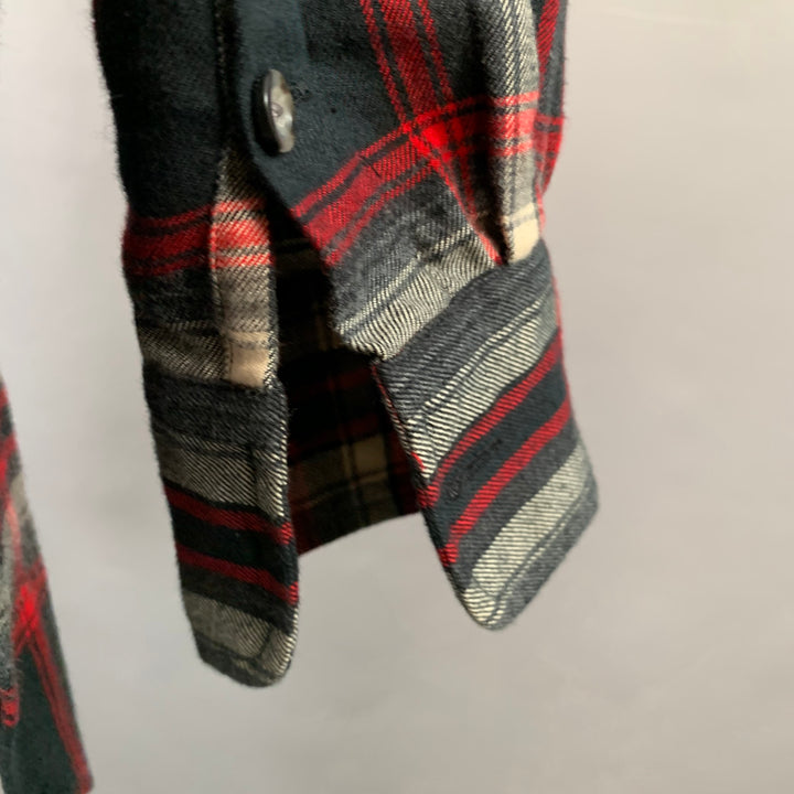 RALPH LAUREN Size XS Black Red White Cotton Plaid One Pocket Shirt