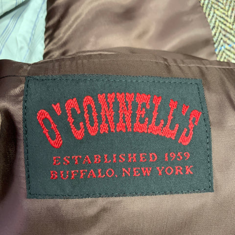 O'CONNELL'S Size 42 Long Brown Beige Herringbone Wool Sport Coat