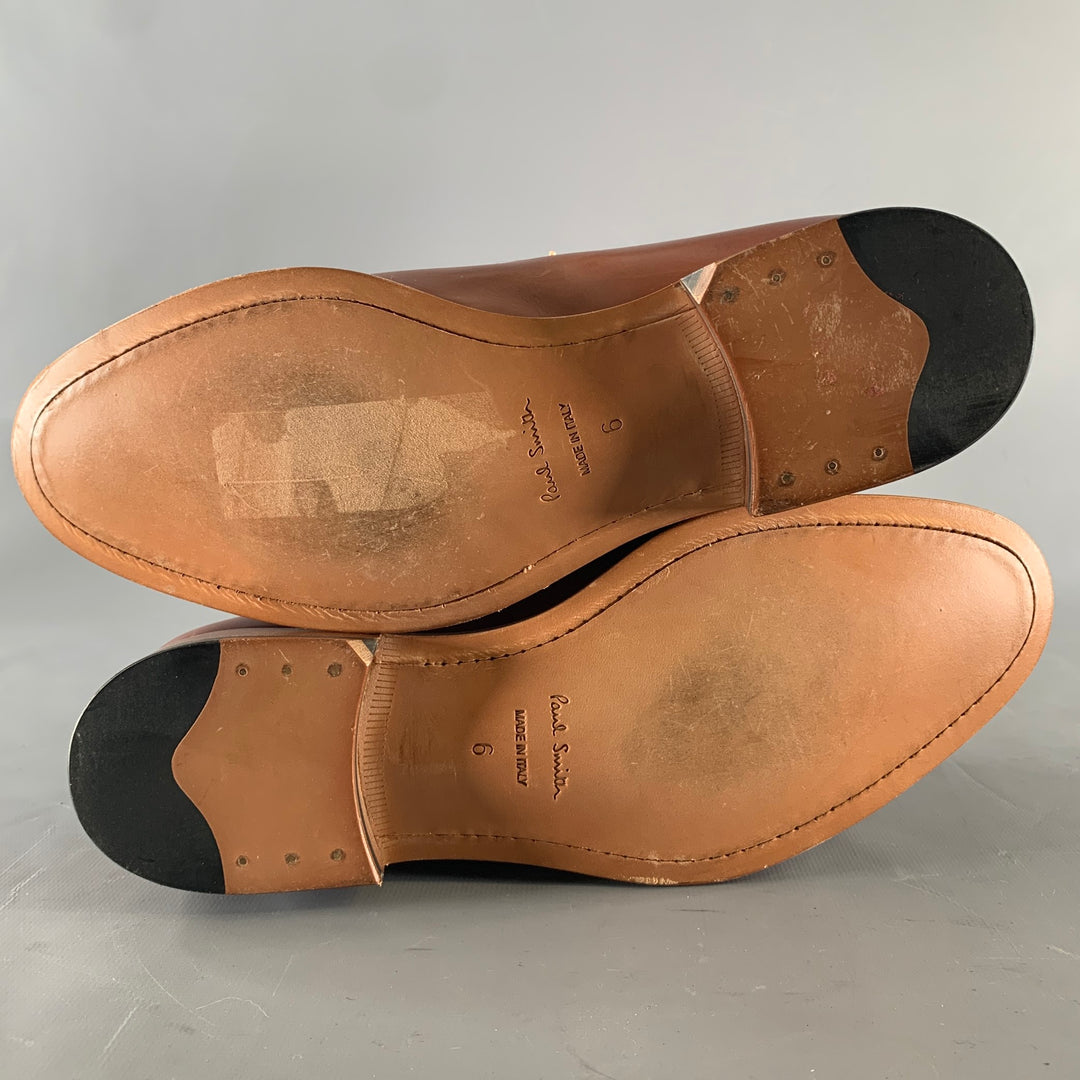 PAUL SMITH Size 7 Brown Leather Cap Toe Lace Up Shoes