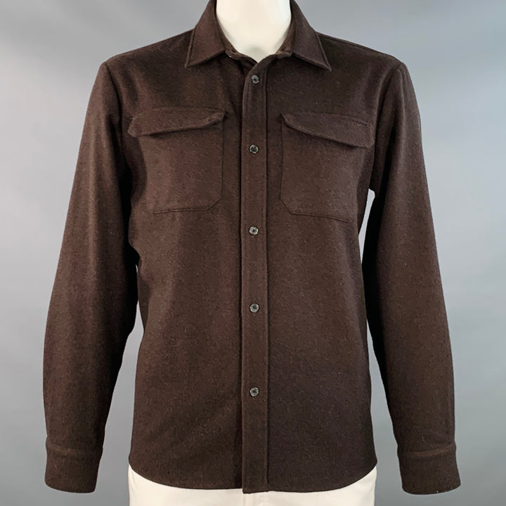 A.P.C. Size XL Brown Wool Blend Two Pockets Shirt Jacket