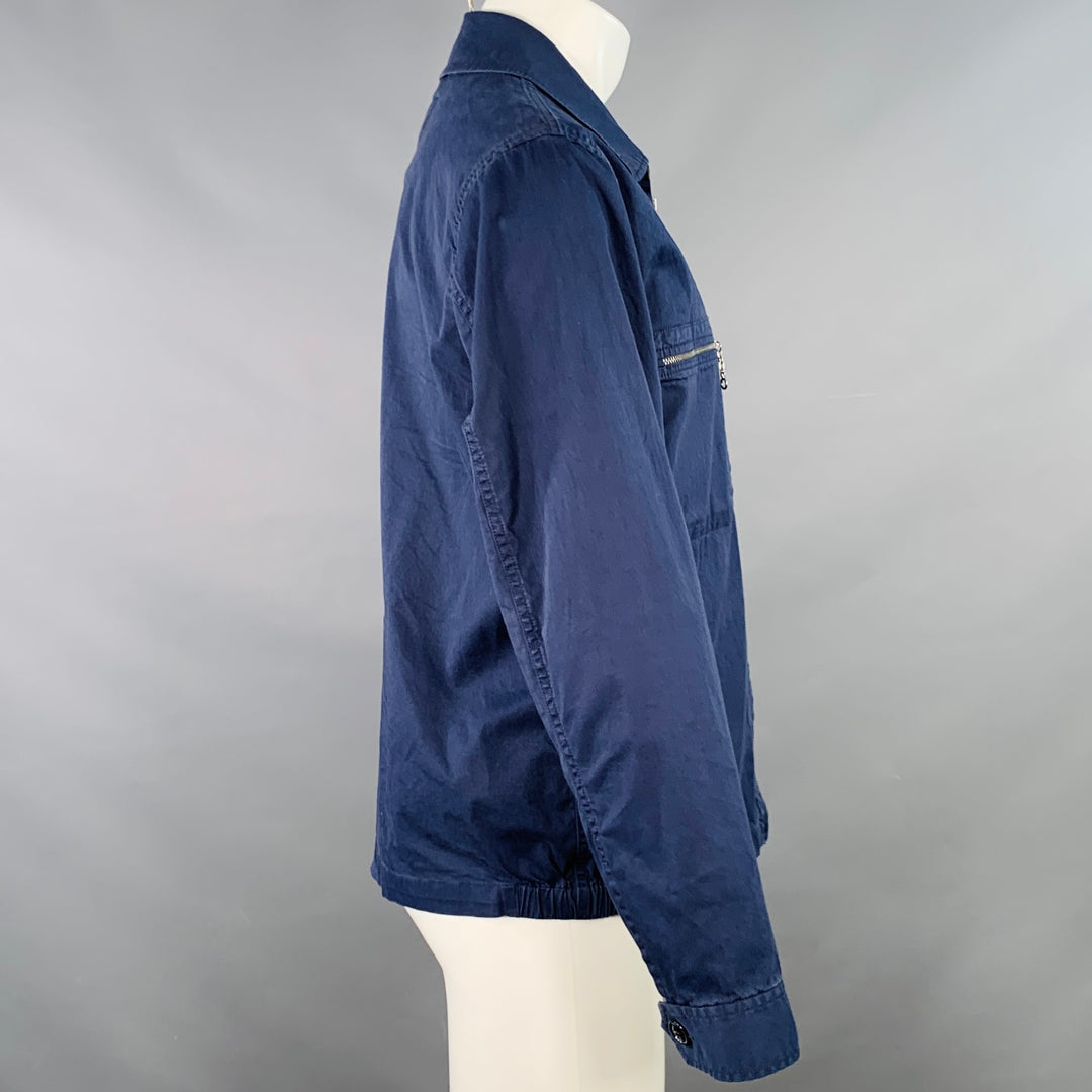 TODD SNYDER Size M Navy Cotton Blend Zip Pockets Jacket