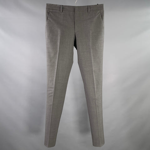 PRADA Size 30 Grey Wool Button Fly Slim Tapered Dress Pants