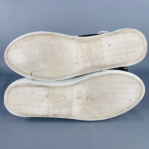 AMI by ALEXANDRE MATTIUSSI Size 13 White Black Leather Logo Lace-Up Sneakers