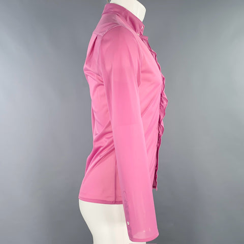 PRADA Size 38 Purple Lilac Ruffle One Pocket Long Sleeve Shirt