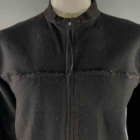 M.A+ Size M Black Brown Speckled Cotton Zip Up Jacket