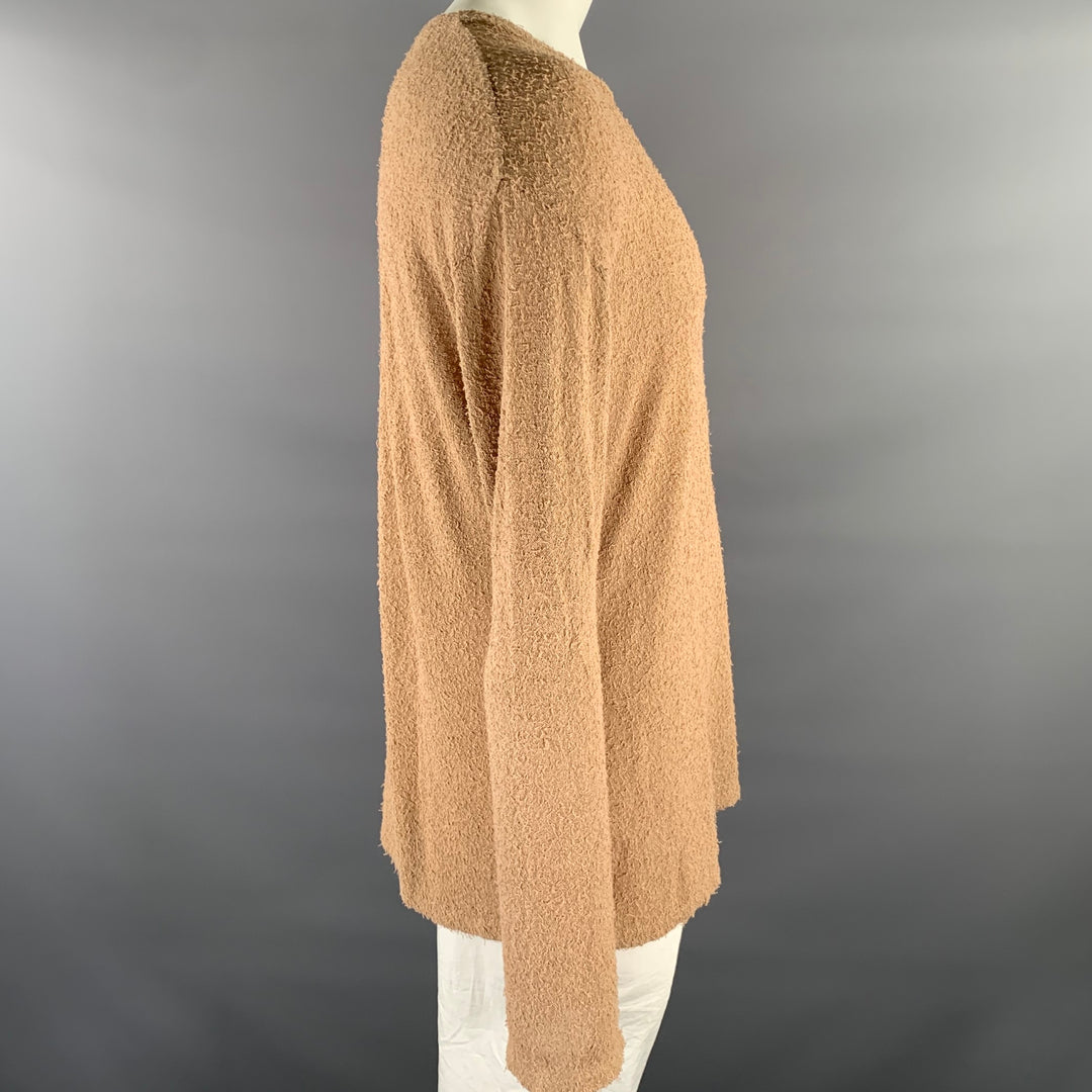 JOHN ELLIOTT Size L Camel Textured Cotton Nylon Boat Neck Pullover