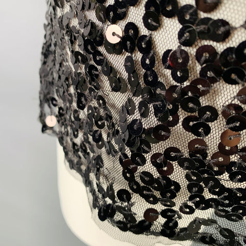 DKNY Size 0 Black Nylon Sequined Racerback Tank Dress Top
