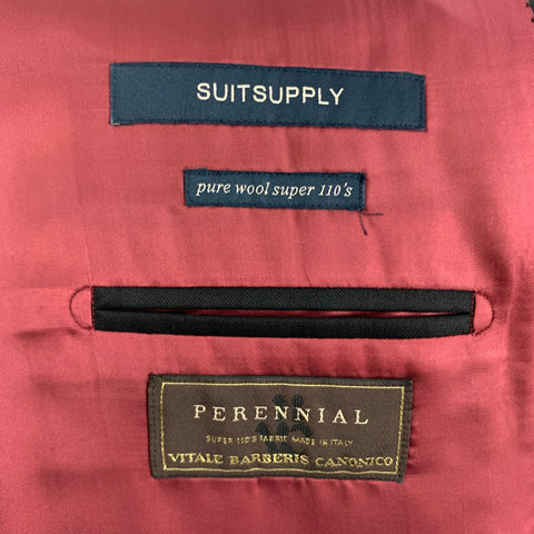 SUITSUPPLY Size 44 Black Wool Tuxedo Sport Coat