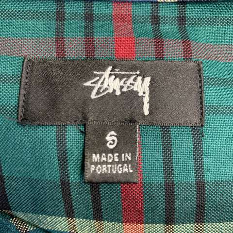 STUSSY Size S Green Navy Yellow Plaid Cotton Button Down Long Sleeve Shirt