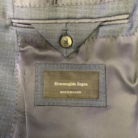 ERMENEGILDO ZEGNA Size 38 Navy Heather Wool Notch Lapel Suit