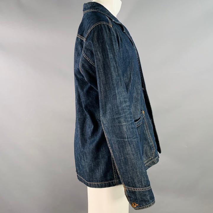 EDWIN Size M Navy Cotton Denim  Patch Pockets Chore Jacket