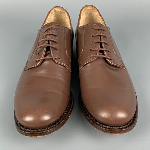 JIL SANDER Size 6.5 Brown Leather Derby Lace-Up Shoes