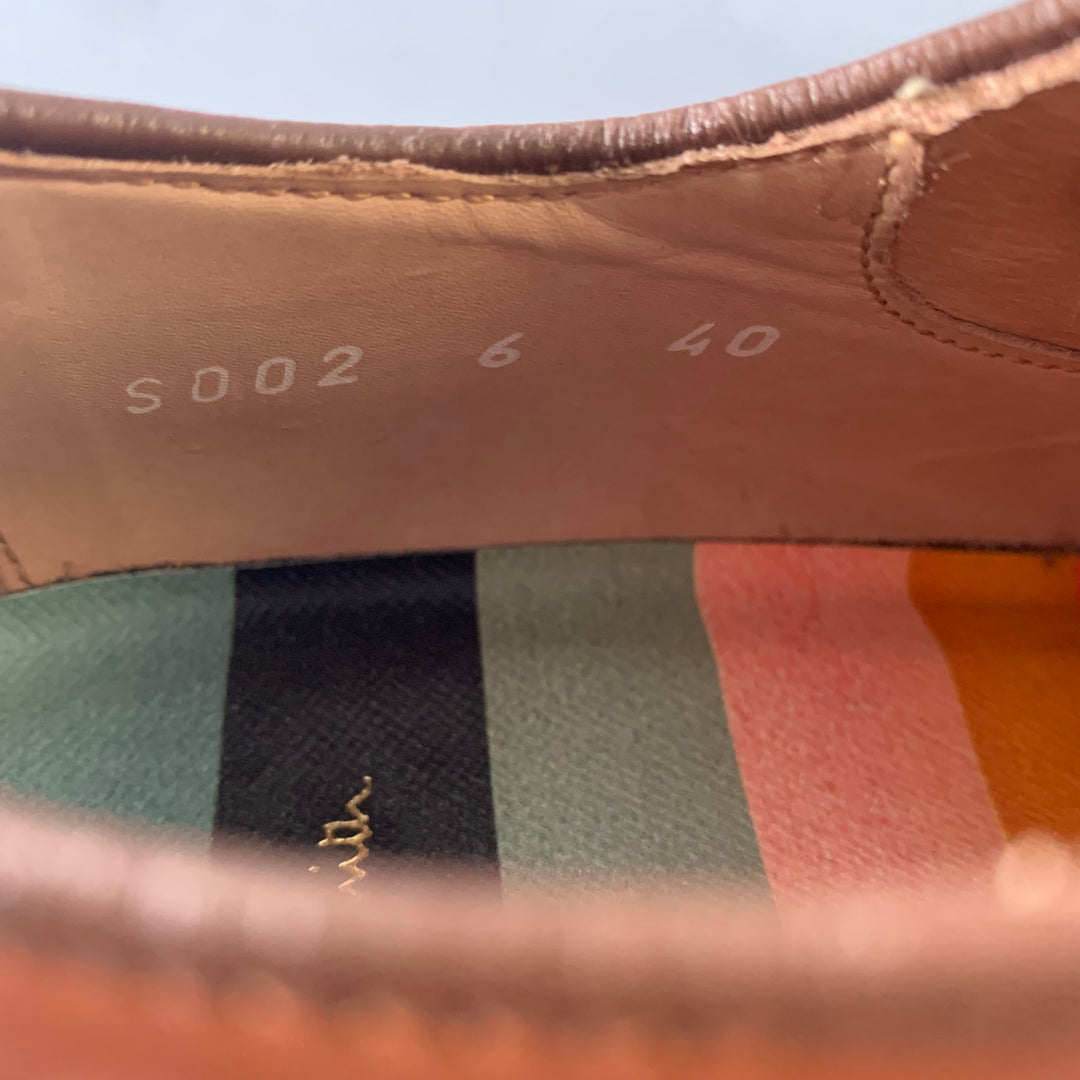 PAUL SMITH Size 7 Brown Leather Cap Toe Lace Up Shoes