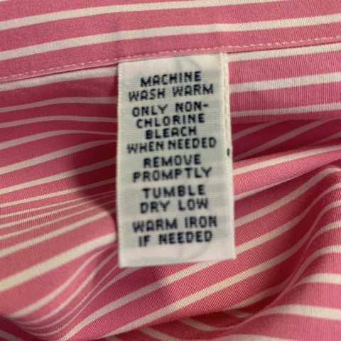 RALPH LAUREN Size XXL Pink White Stripe Cotton Long Sleeve Shirt
