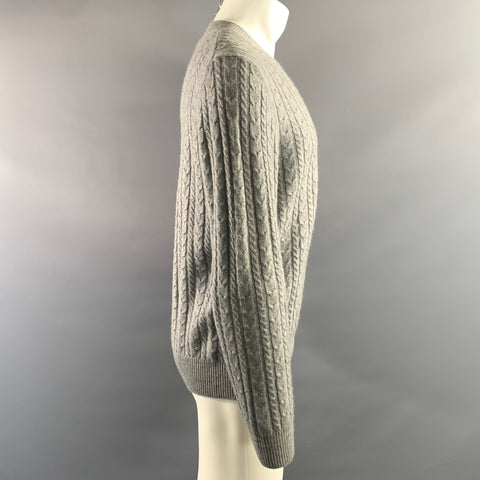 BLOOMINGDALE'S Size M Grey Knit Cashmere V-Neck Sweater