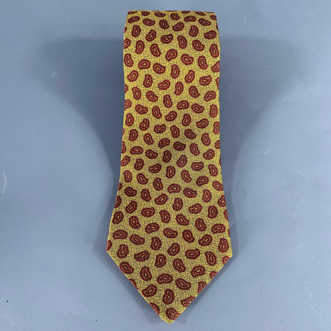 ETRO Burgundy Yellow Paisley Silk Tie