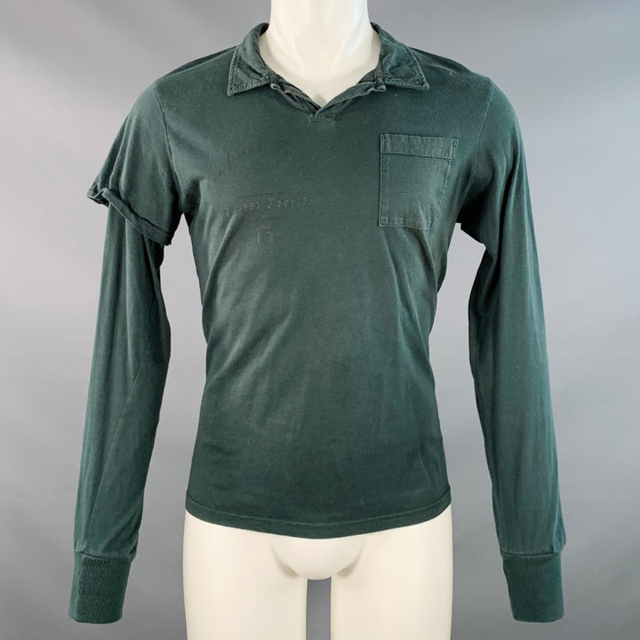 NICE COLLECTIVE Size M Green Cotton Asymmetrical One Pocket Sweatshirt