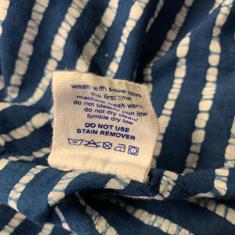INDUSTRY OF ALL NATIONS Size M Blue White Stripe Cotton Short Sleeve Shirt