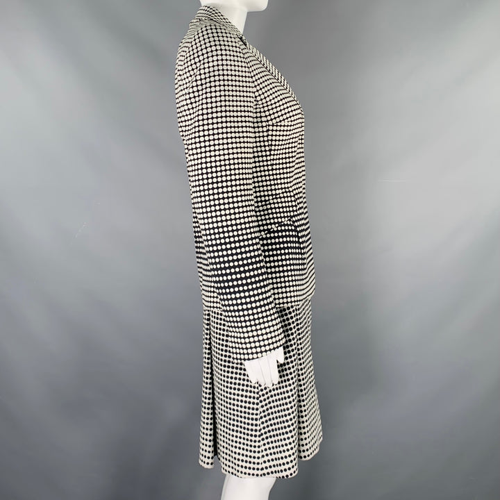 AKRIS Size 4 Black White Cotton Blend Polka Dot Notch Lapel Jacket Dress Set