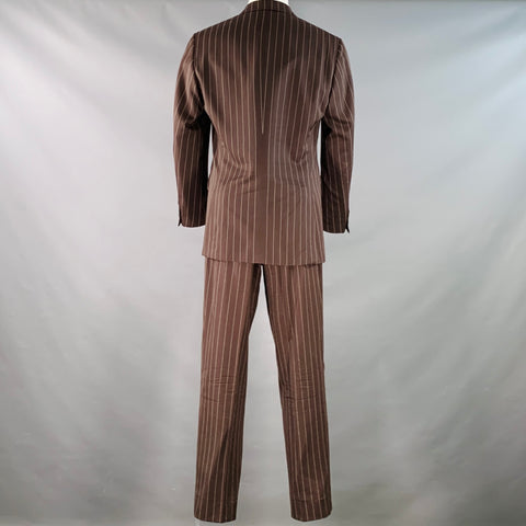 POLO by RALPH LAUREN Size 40 Regular Brown Cream Pinstripe Notch Lapel Suit