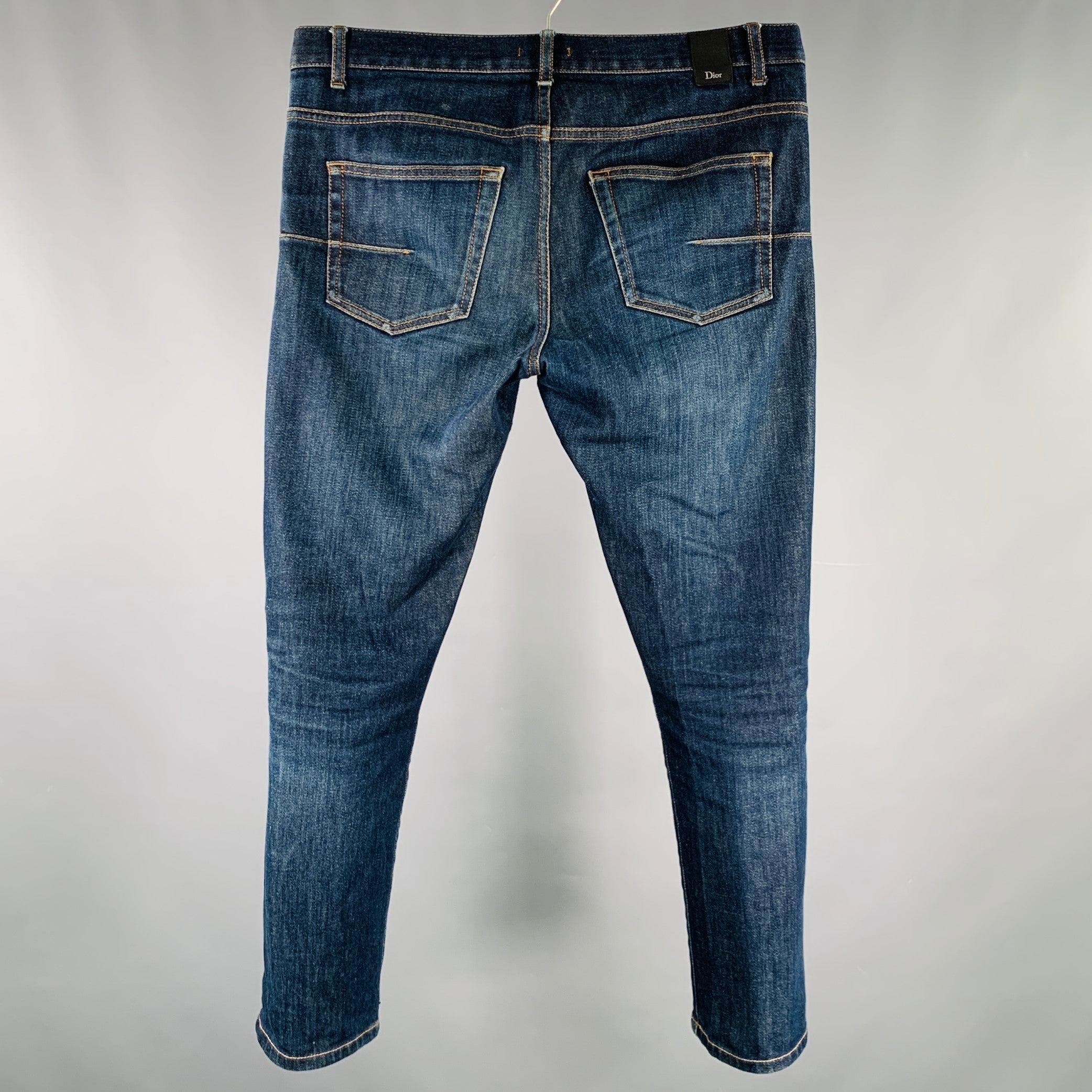 DIOR HOMME Size 31 Blue Washed Cotton Blend Button Fly Jeans – Sui