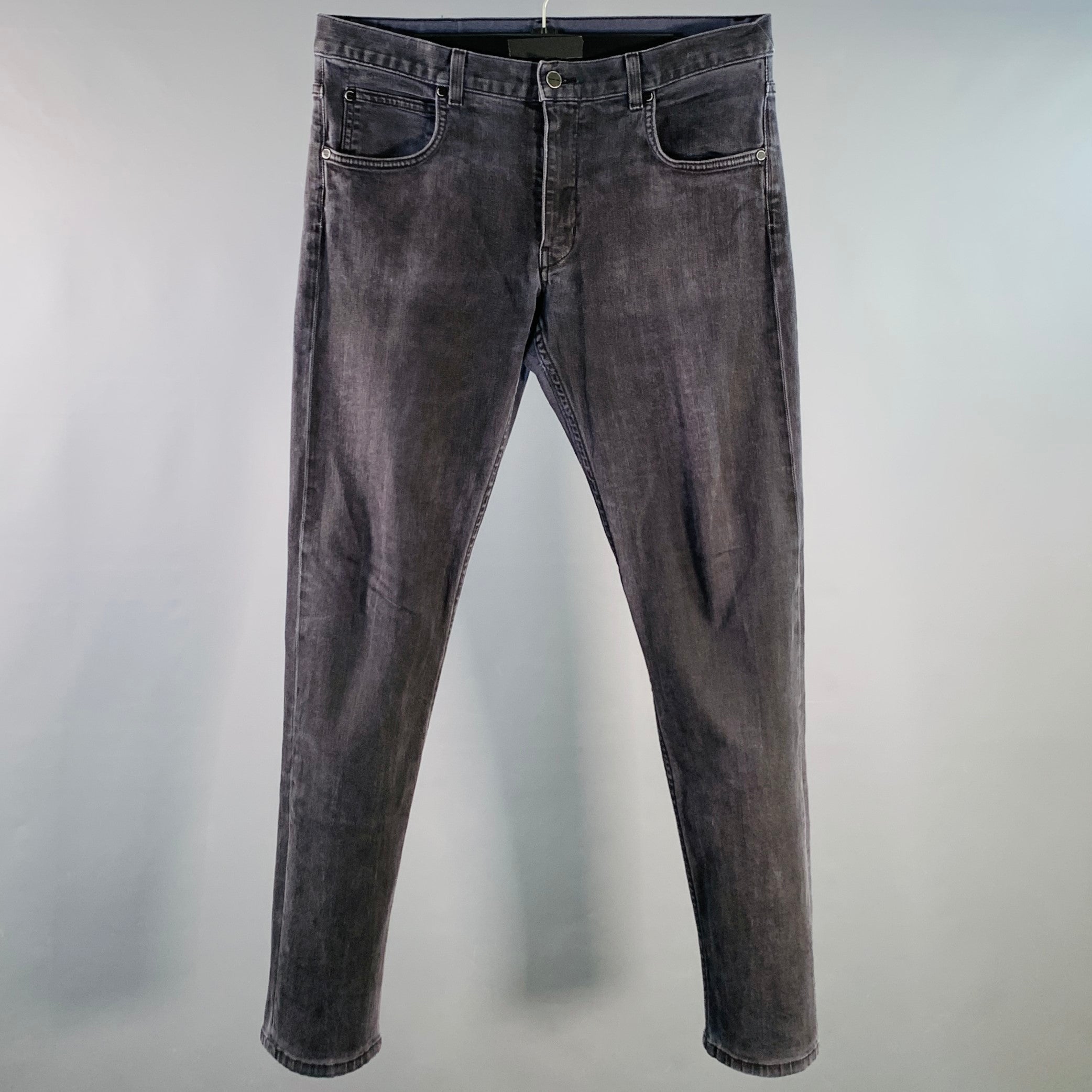 HELMUT LANG Size 32 Black Cotton Blend Straight Zip Fly Jeans