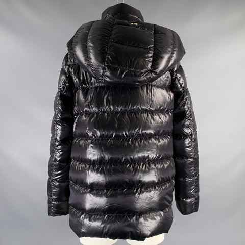 HERNO Size 6 Black Nylon Padded Hooded Jacket