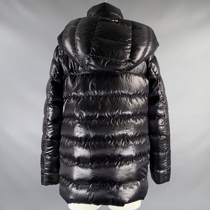 HERNO Size 6 Black Nylon Padded Hooded Jacket