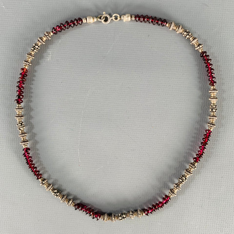 COLLIER VINTAGE Perles Bordeaux Argent Sterling