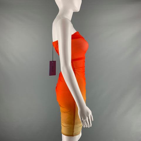 MUGLER Size 2 Orange Yellow Polyamide Blend Ombre Body-Con Mini Cocktail Dress