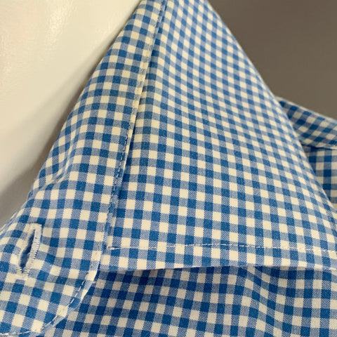 LAUREN by RALPH LAUREN Size M Blue White Gingham Cotton Slim Fit Long Sleeve Shirt