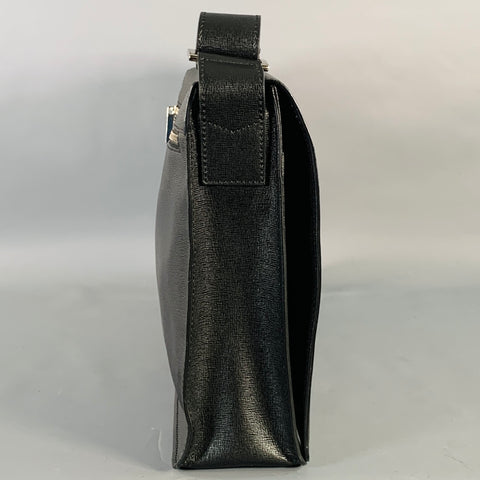 BARNEY'S NEW YORK Black Saffiano Leather Messenger Bag