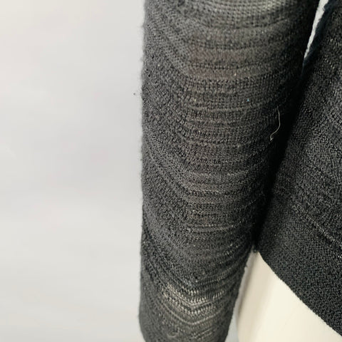 ESCADA Taille M Pull en mélange de laine noire à rayures texturées et col rond